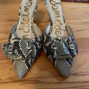 Sam Edelman Women's Snakeskin Heels - Black, Cream and Grey